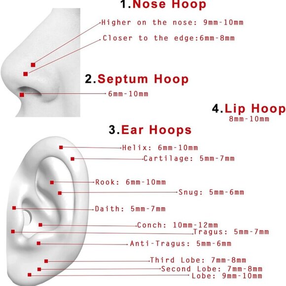 Elegant 316L Surgical Steel Nose & Cartilage Hoops with Clear CZ Stones - Picture 4 of 6